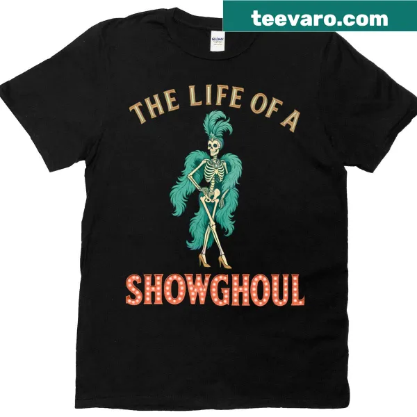 Retro t-shirt featuring a skeleton girl for Halloween.