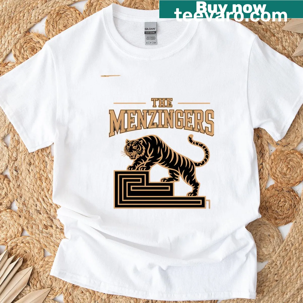 Band t-shirt featuring The Menzingerss logo in bold typography — on a men's t-shirt