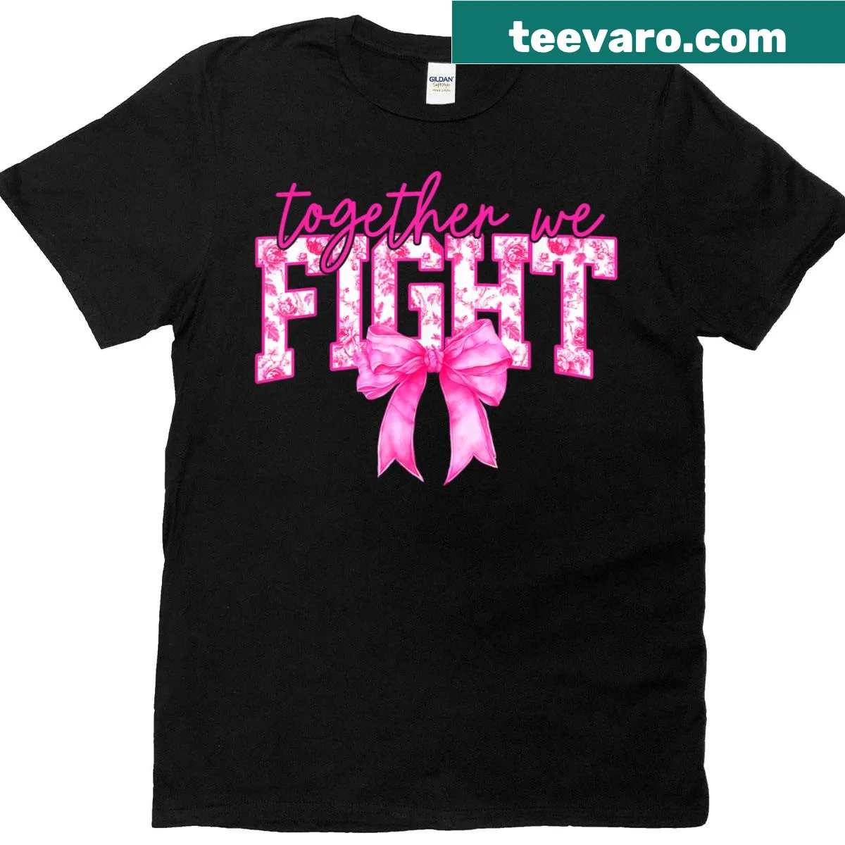 Breast cancer awareness t-shirt with supportive message — on a men's t-shirt