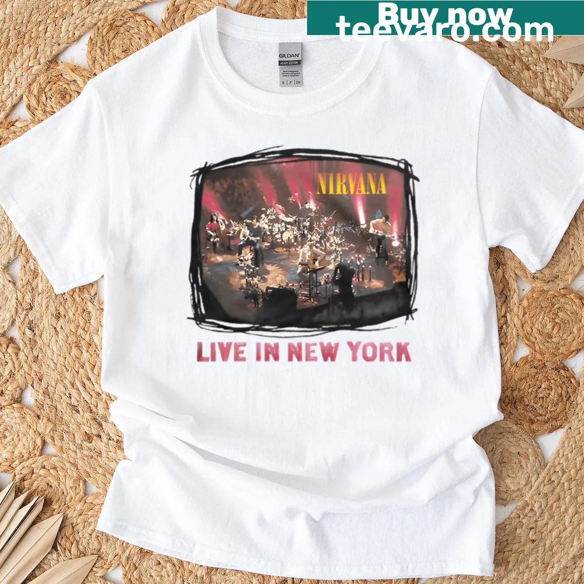 Vintage T-shirt featuring a retro design of 80s rock bands — on a men's t-shirt