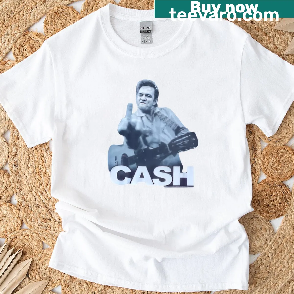 Vintage Johnny Cash t-shirt with a faded graphic of the musician — on a men's t-shirt