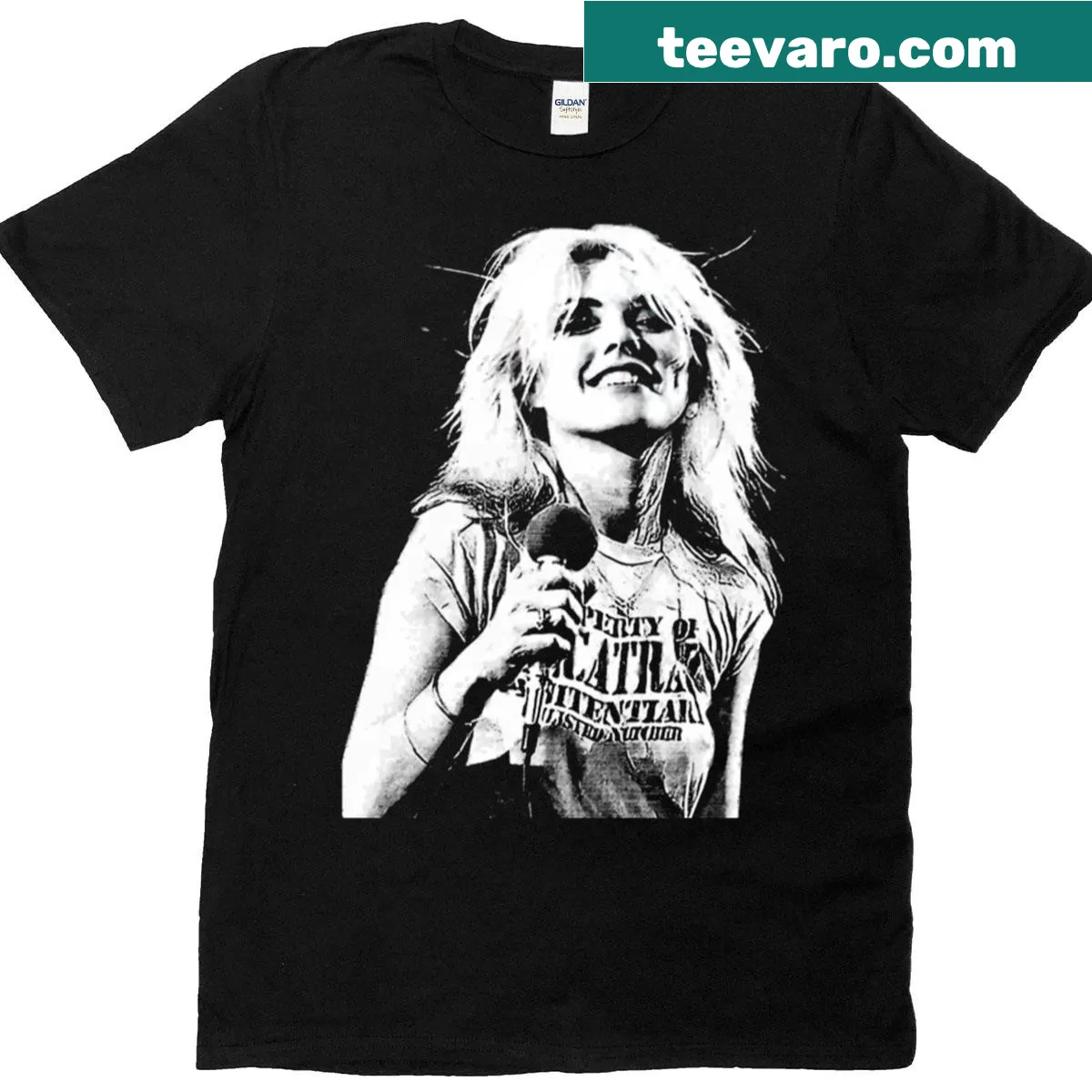 Vintage-style T-shirt featuring a tribute to Debbie Harry — on a men's t-shirt