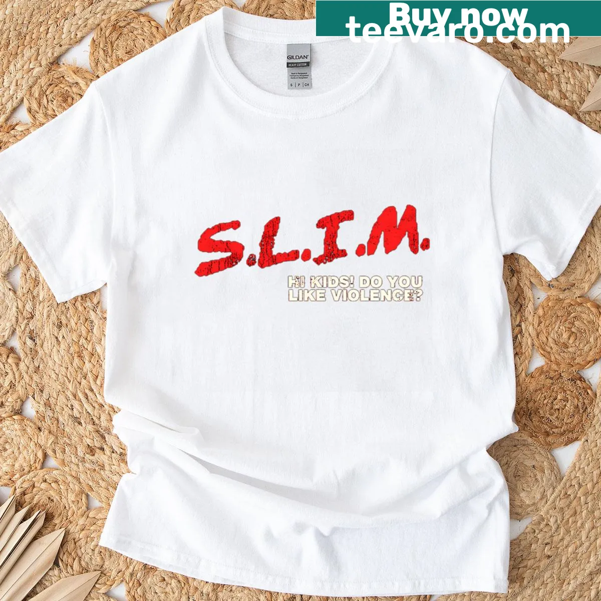 Simple T-shirt with typographic design celebrating rap culture — on a men's t-shirt