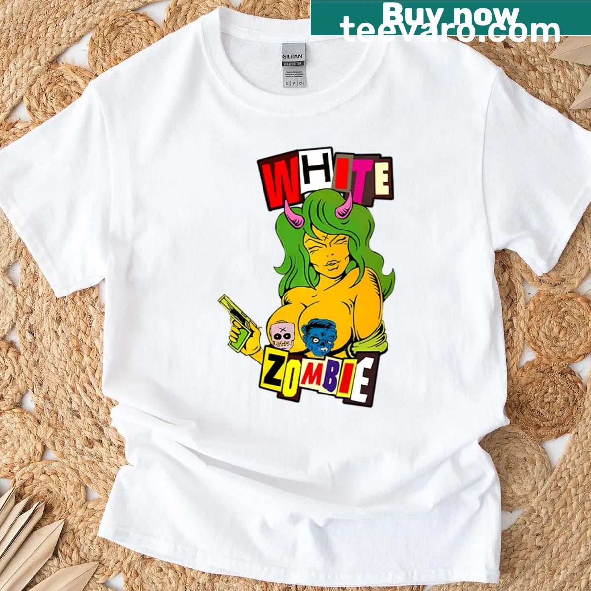 Vintage band t-shirt featuring White Zombie graphics — on a men's t-shirt
