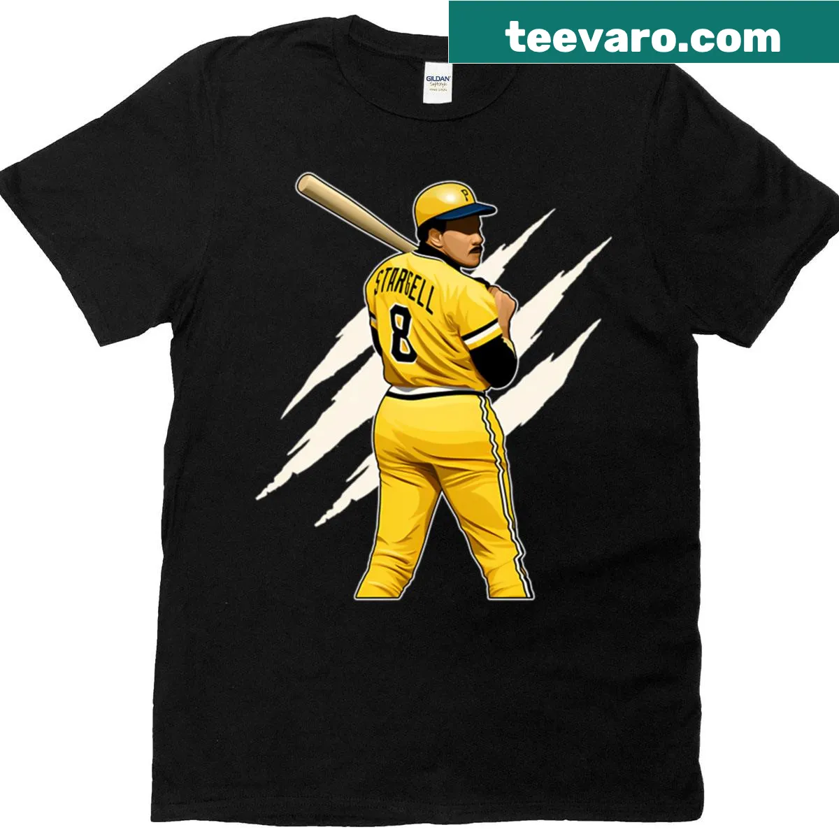 Illustration of Willie Stargell's bat with '8 Claw' design — on a men's t-shirt
