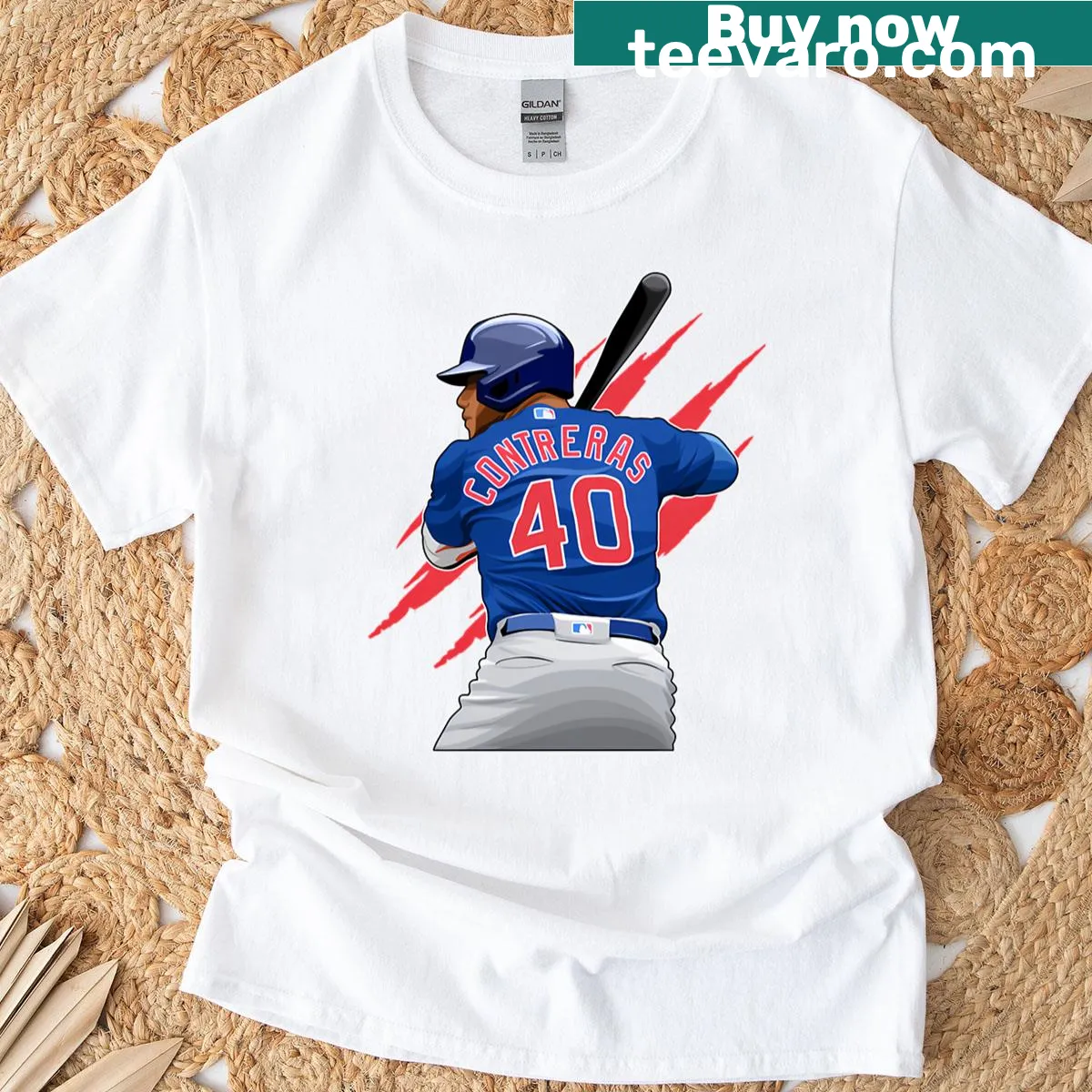 Sports T-shirt featuring Willson Contreras with a claw illustration — on a men's t-shirt