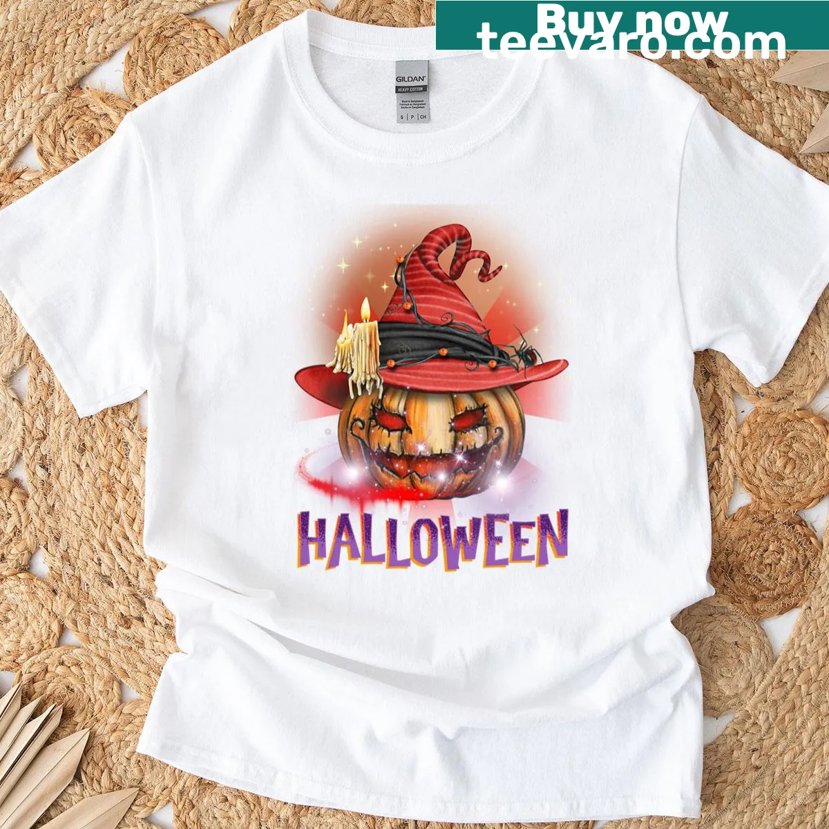 Playful pumpkin faces Halloween t-shirt — on a men's t-shirt