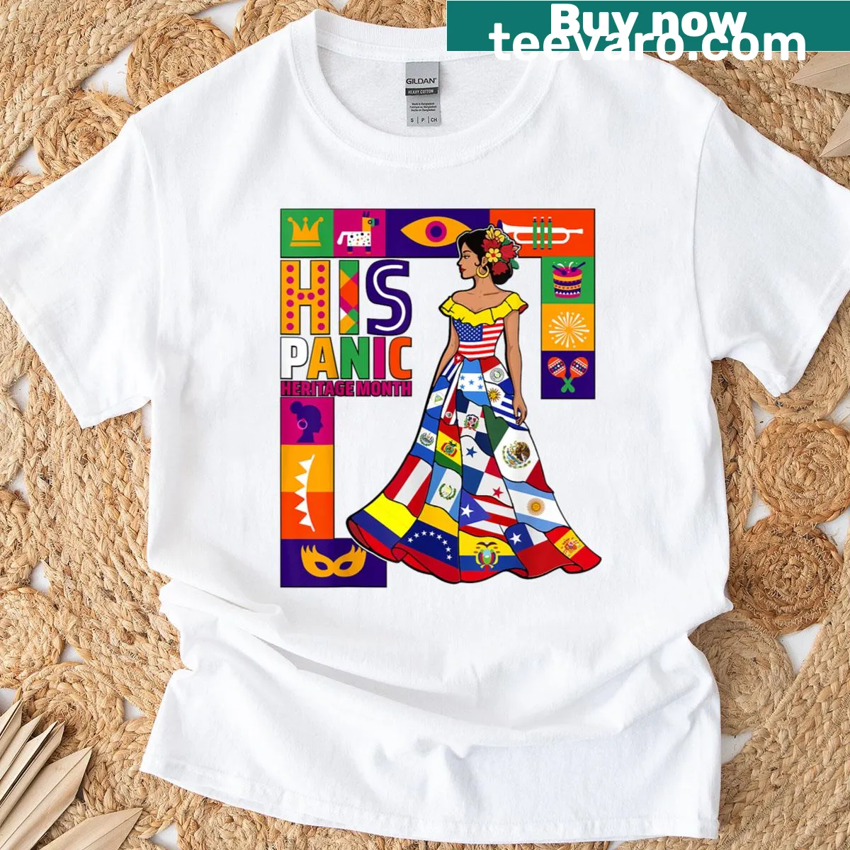 Hispanic Heritage Month T-shirt featuring flags of Latin American countries — on a men's t-shirt