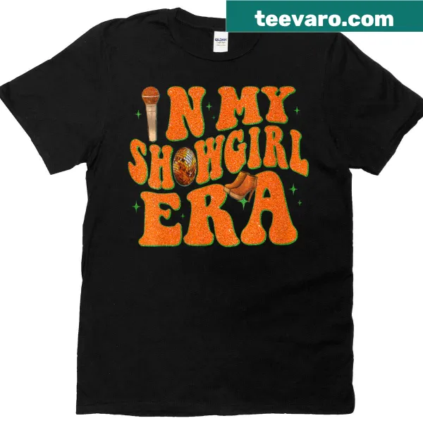 Cute showgirl graphic on a women's groovy outfit t-shirt.