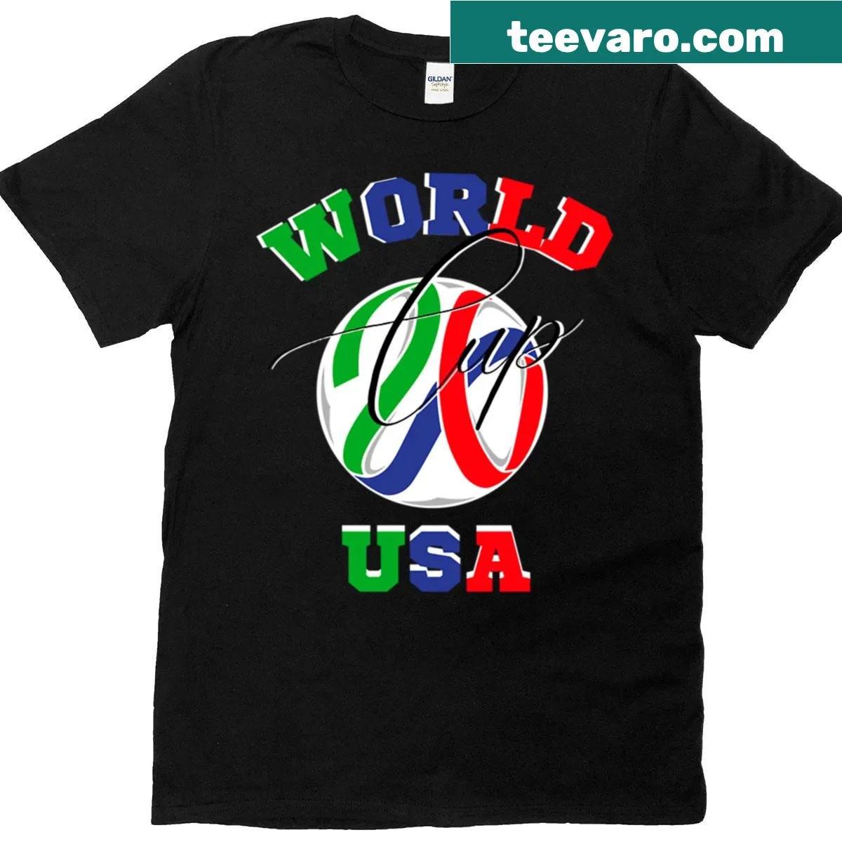 Dynamic soccer graphic celebrating the World Cup 2026 on t-shirt. — on a men's t-shirt