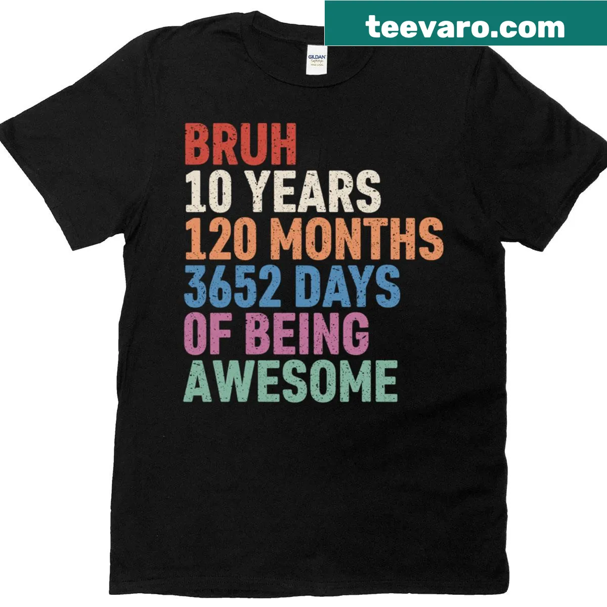 Funny typography t-shirt celebrating 10th birthday and awesomeness — on a men's t-shirt