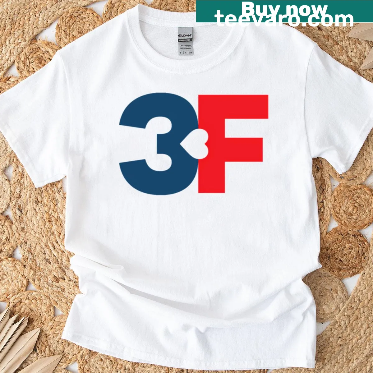 T-shirt featuring the 3f Company logo — on a men's t-shirt