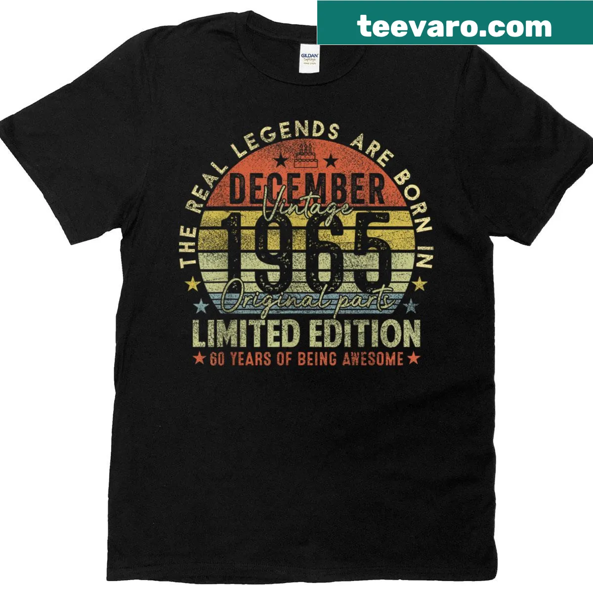60th birthday T-shirt for men with 'Real Legends' design — on a men's t-shirt