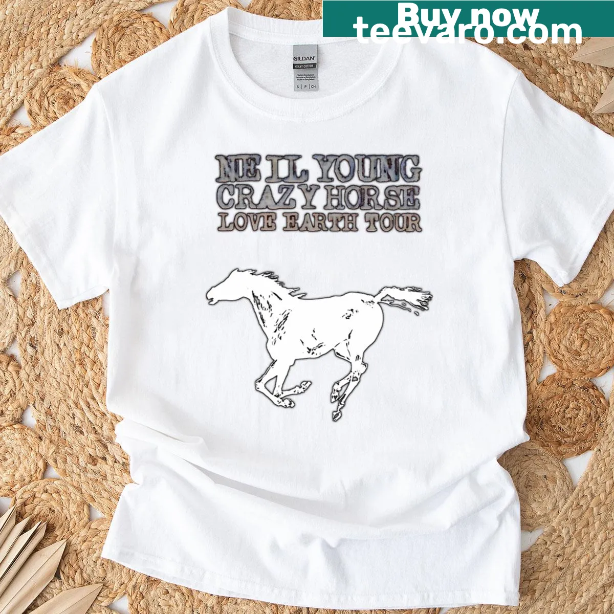 Vintage t-shirt featuring 70s singer art tour design — on a men's t-shirt