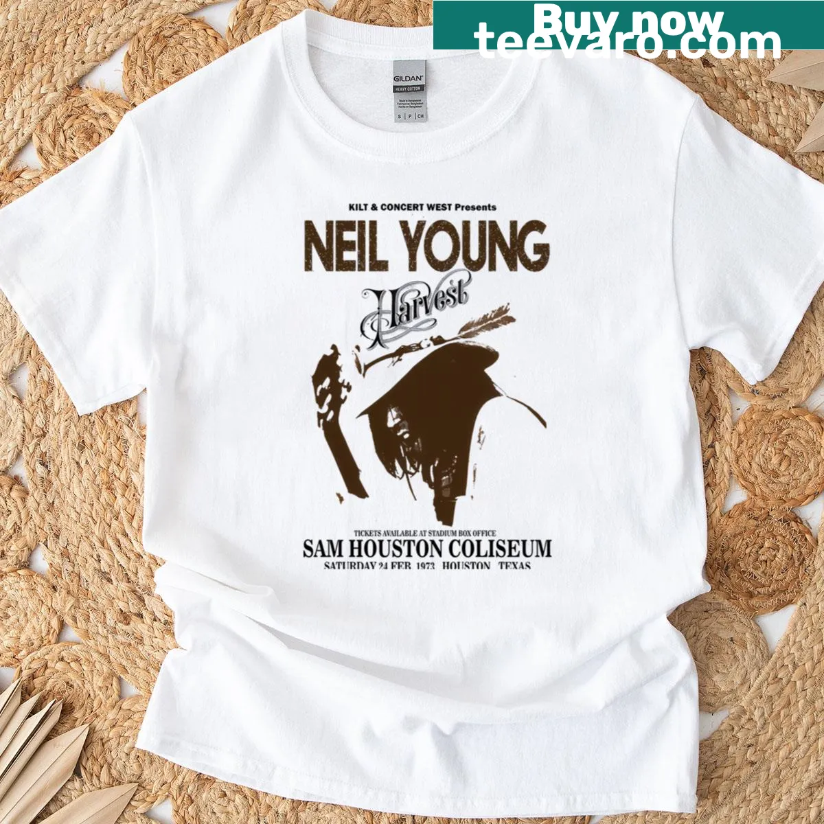T-shirt featuring 70s singer art — on a men's t-shirt