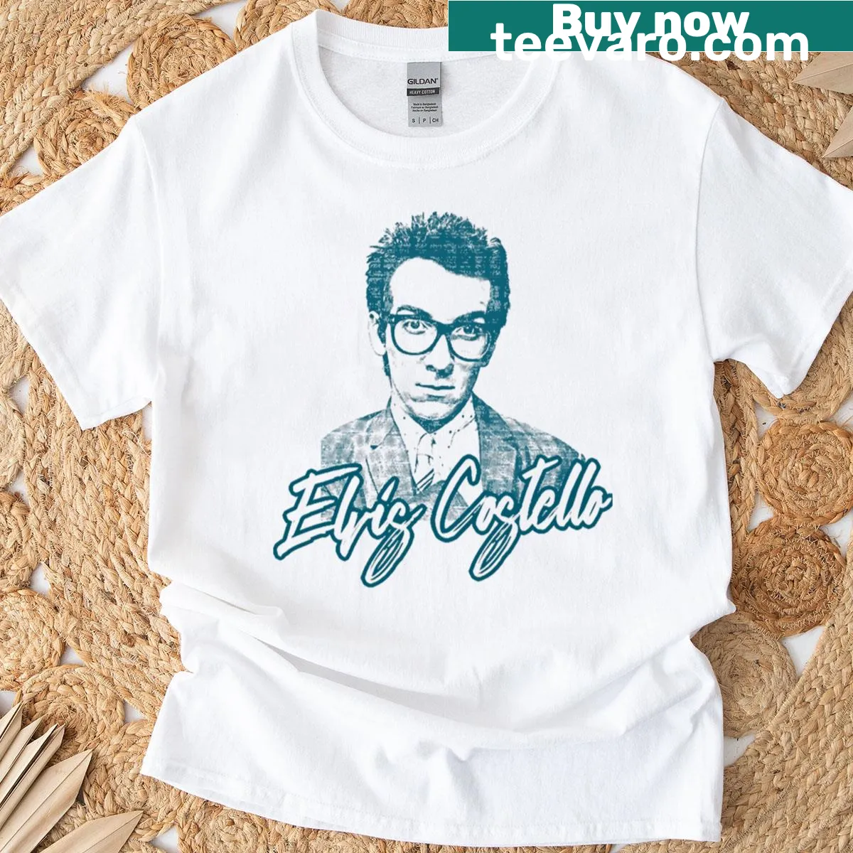 Vintage 90s music t-shirt featuring singer logos and album symbols — on a men's t-shirt