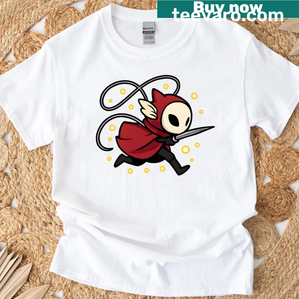 Illustrative T-shirt featuring a hornet in battle — on a men's t-shirt