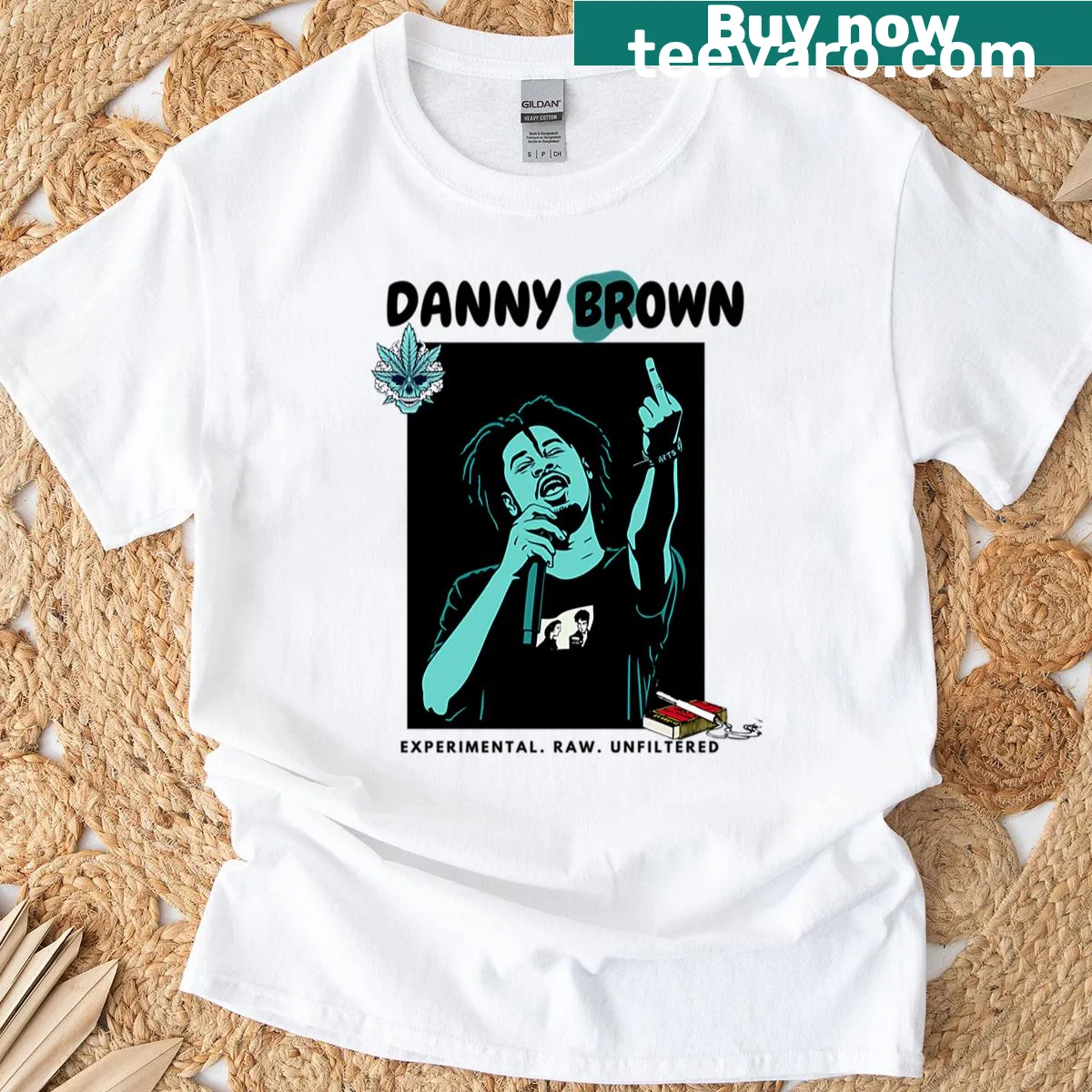 Vintage rap tour logo shirt with a distressed look — on a men's t-shirt