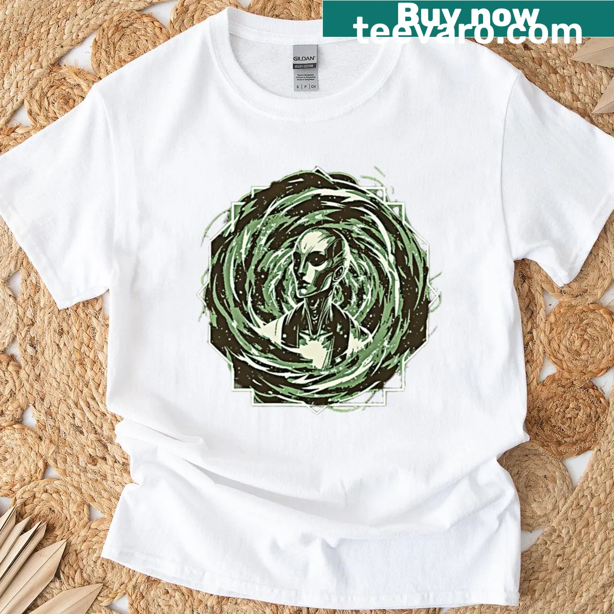 Oversized t-shirt featuring a bold Alien Warp graphic — on a men's t-shirt