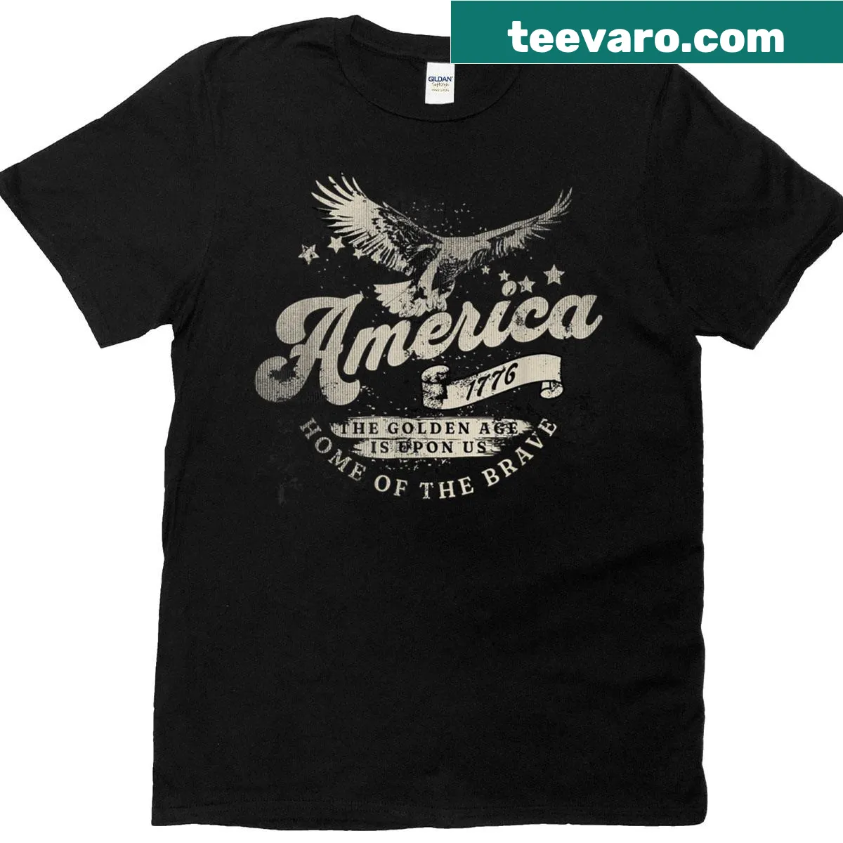 Distressed eagle design on a vintage patriotic T-shirt — on a men's t-shirt