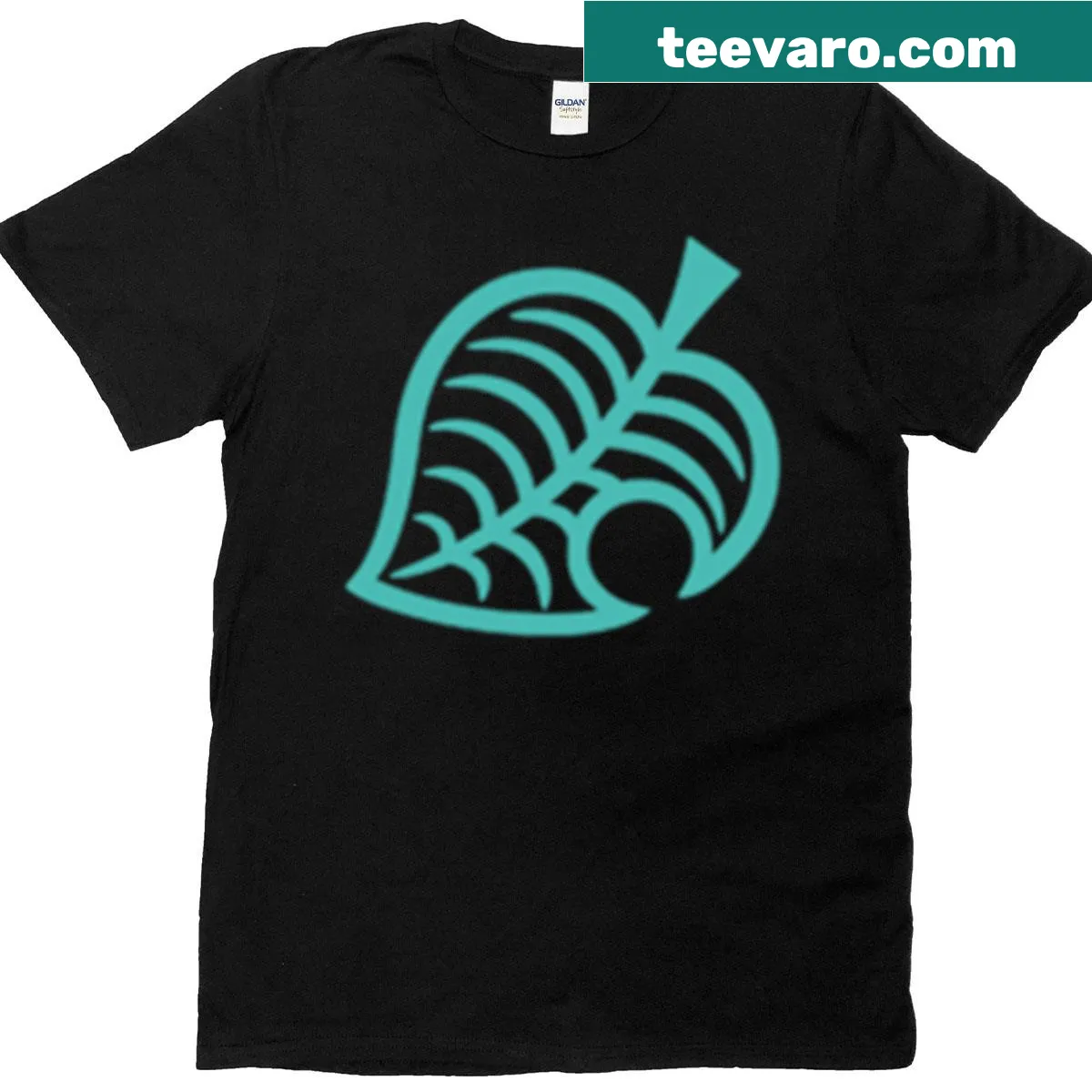 Animal Crossing faux pocket logo t-shirt with leafy design — on a men's t-shirt