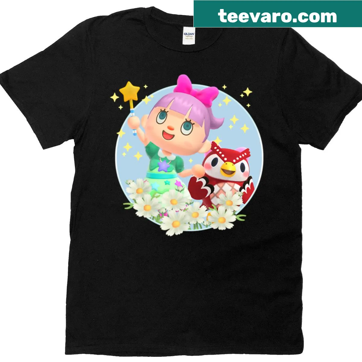 Animal Crossing Villager Celeste portrait graphic T-shirt — on a men's t-shirt
