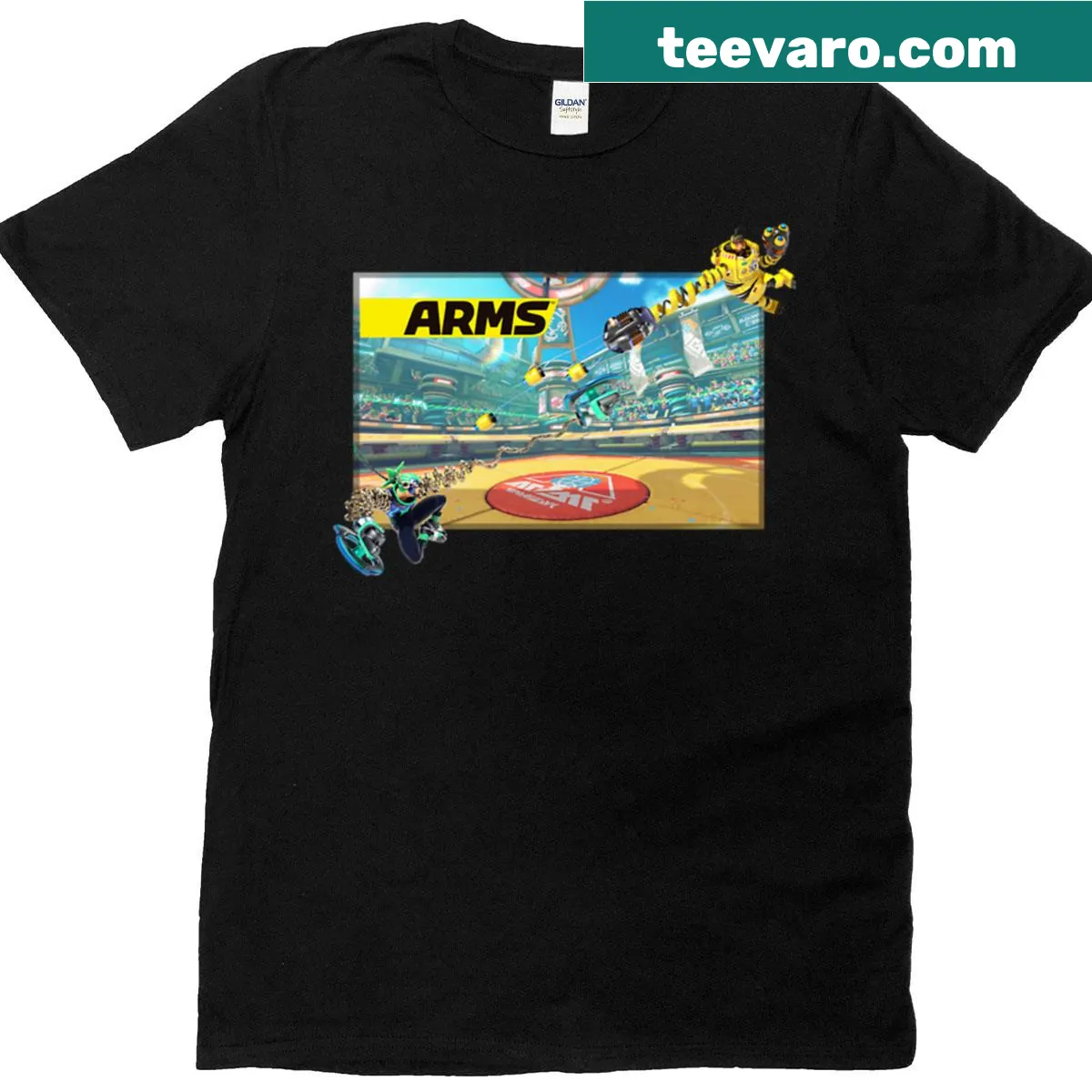 Arms Mechanica Ninjara graphic T-shirt — on a men's t-shirt