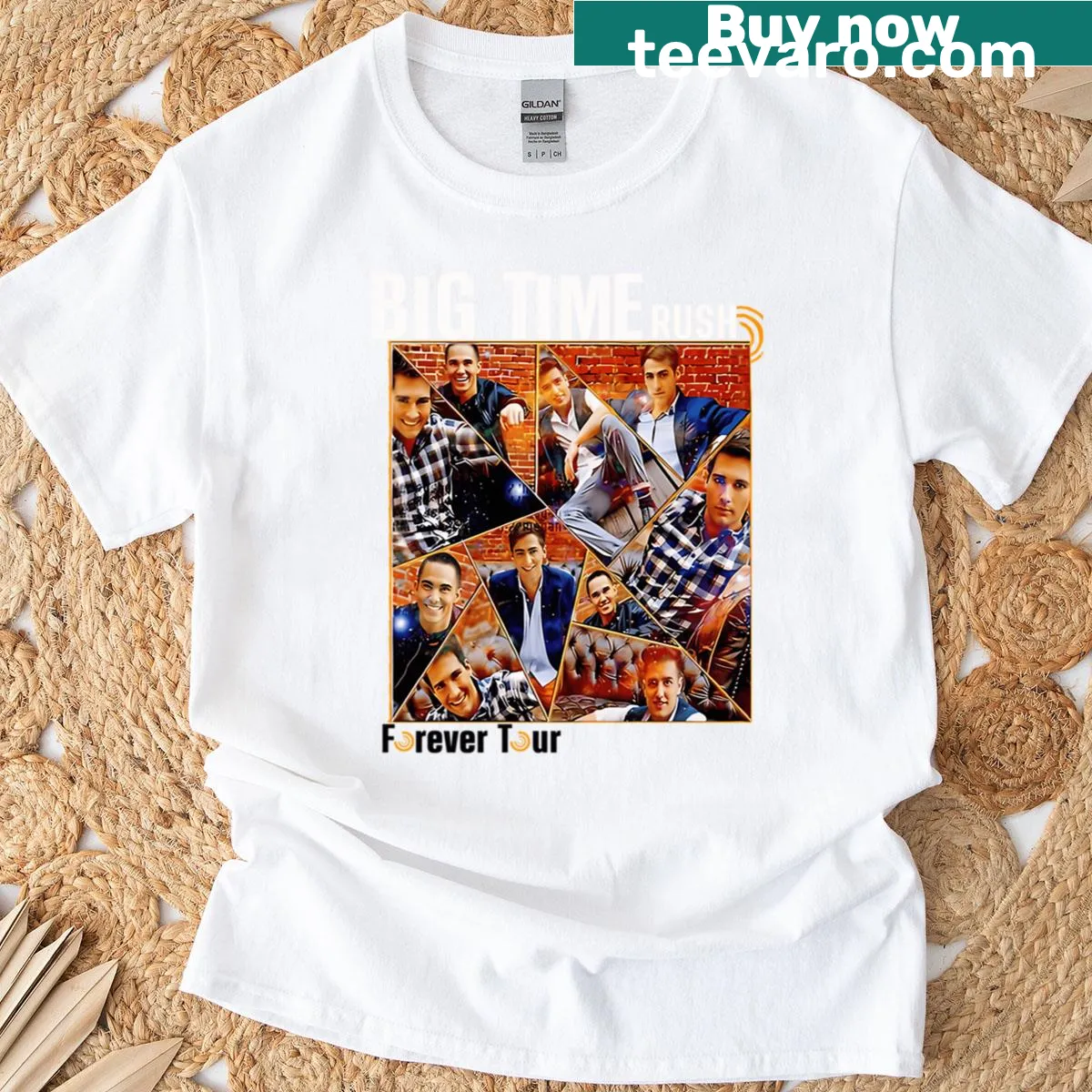 Vintage concert logo T-shirt for 2025 boy band tour — on a men's t-shirt