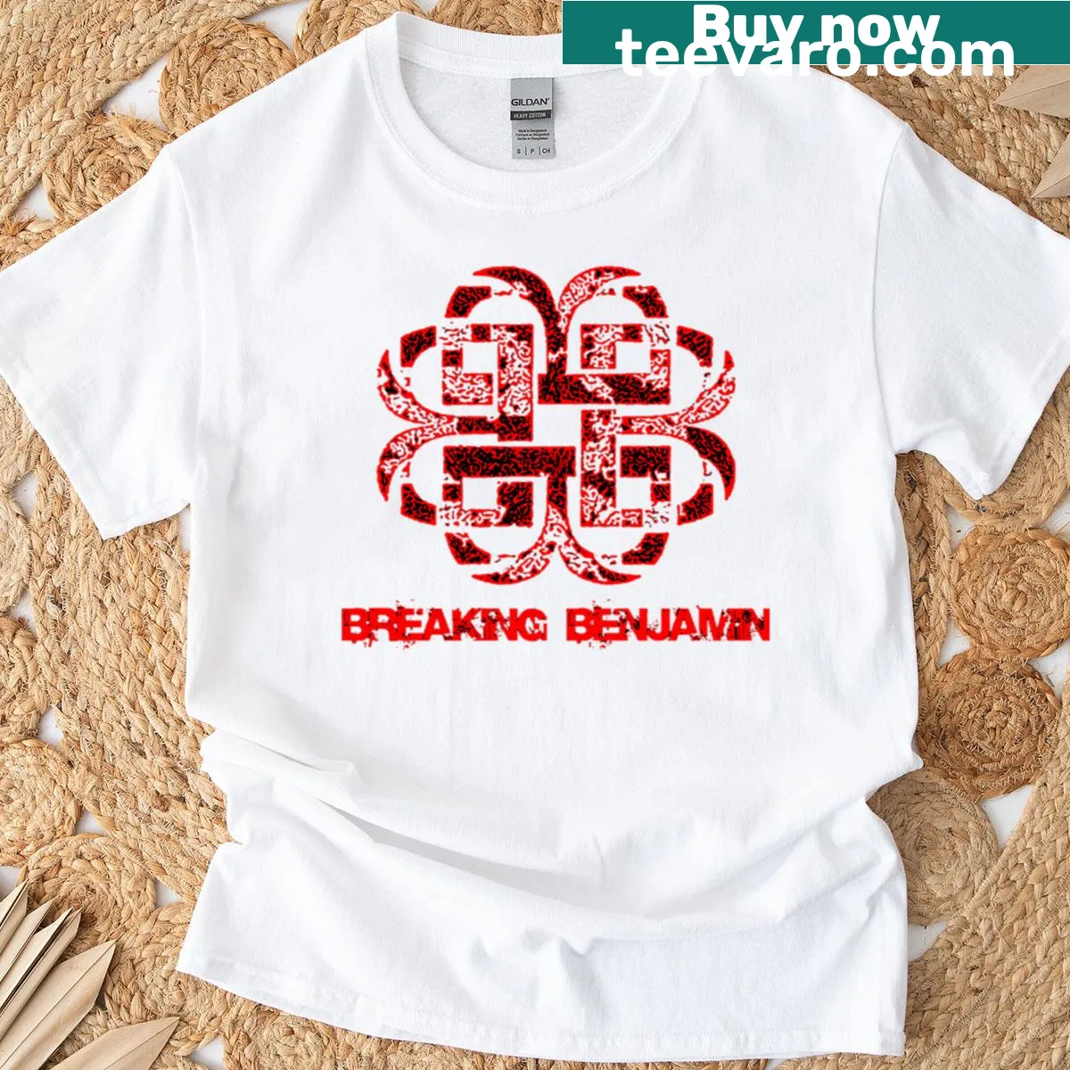 Vintage-style band tour logo T-shirt for music lovers — on a men's t-shirt