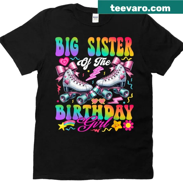 Cute rolling skate graphic Big Sister t-shirt for birthday