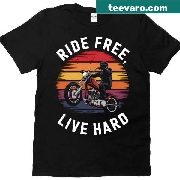 Vintage motorcycle sunset graphic on a biker T-shirt