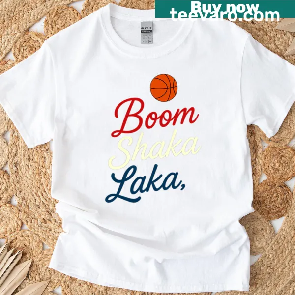Basketball T-shirt with Boom Shaka Laka slam dunk text