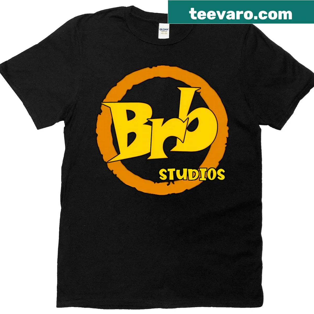 Brbstudios logo T-shirt with minimalist typography — on a men's t-shirt