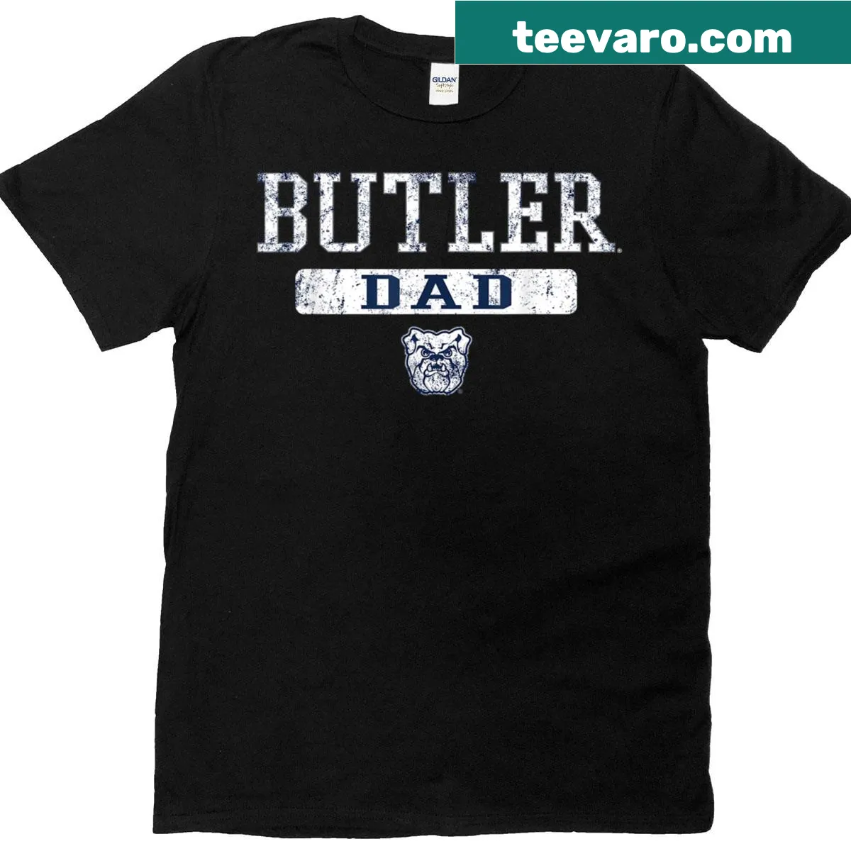 Vintage Butler Bulldogs Dad T-shirt with iconic logo. — on a men's t-shirt