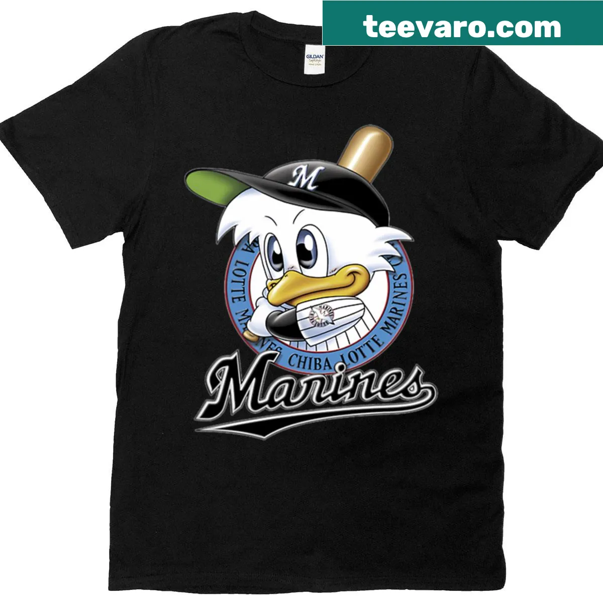 Chiba Lotte Marines logo t-shirt design for baseball fans — on a men's t-shirt