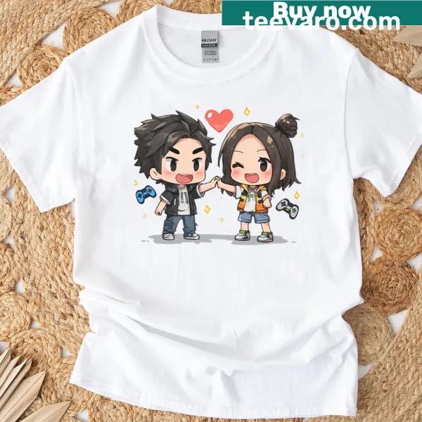 Co-op Cuties Player 1 Player 2 T-shirt with playful characters