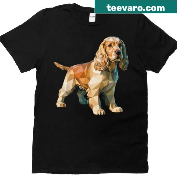 T-shirt featuring a cool low poly Cocker Spaniel logo