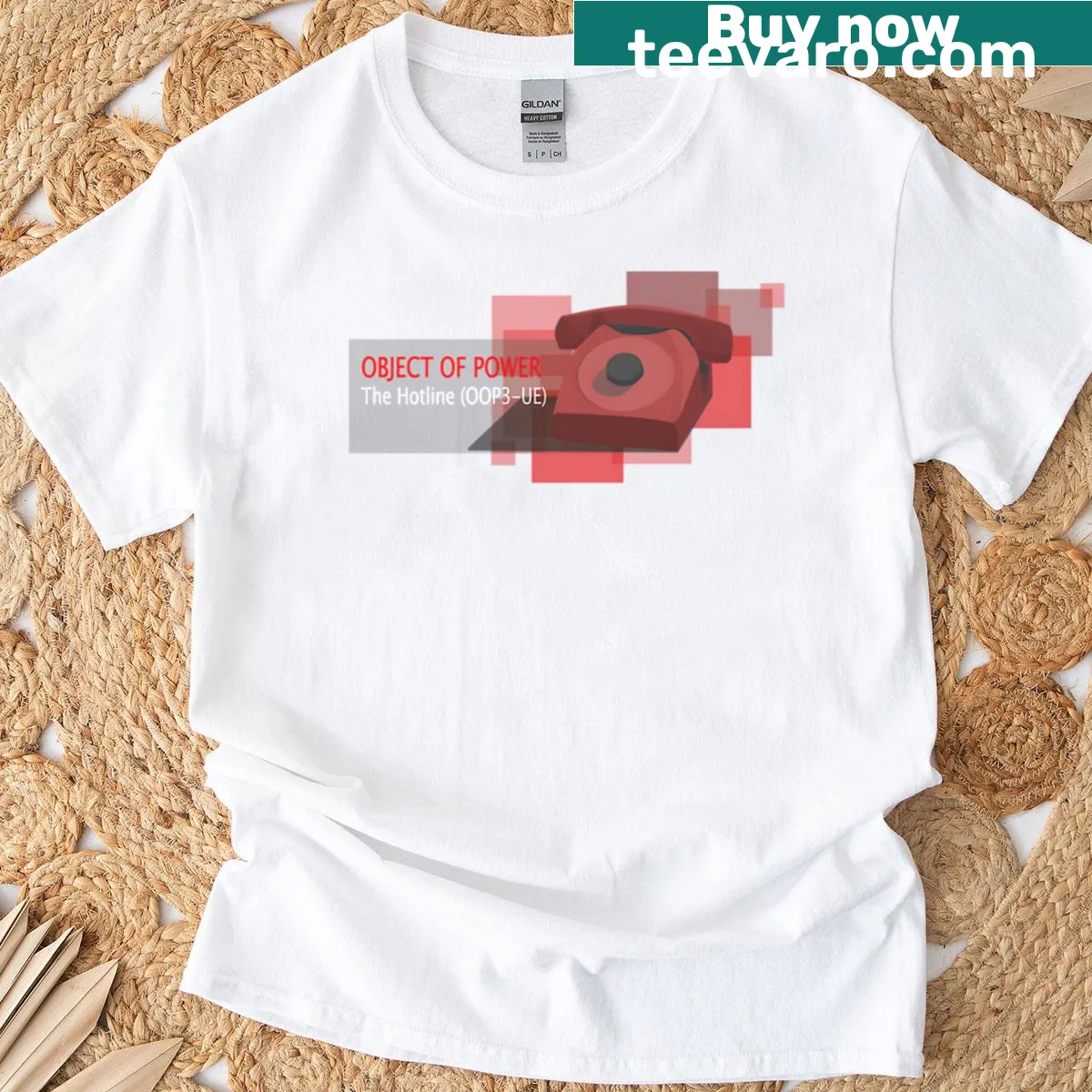 T-shirt featuring playful typography from Control Object Of Power - The Hotline — on a men's t-shirt