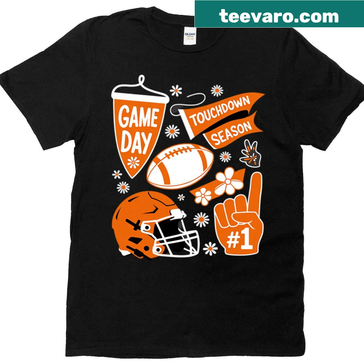 Illustrative Coquette football pennant flag t-shirt — on a men's t-shirt