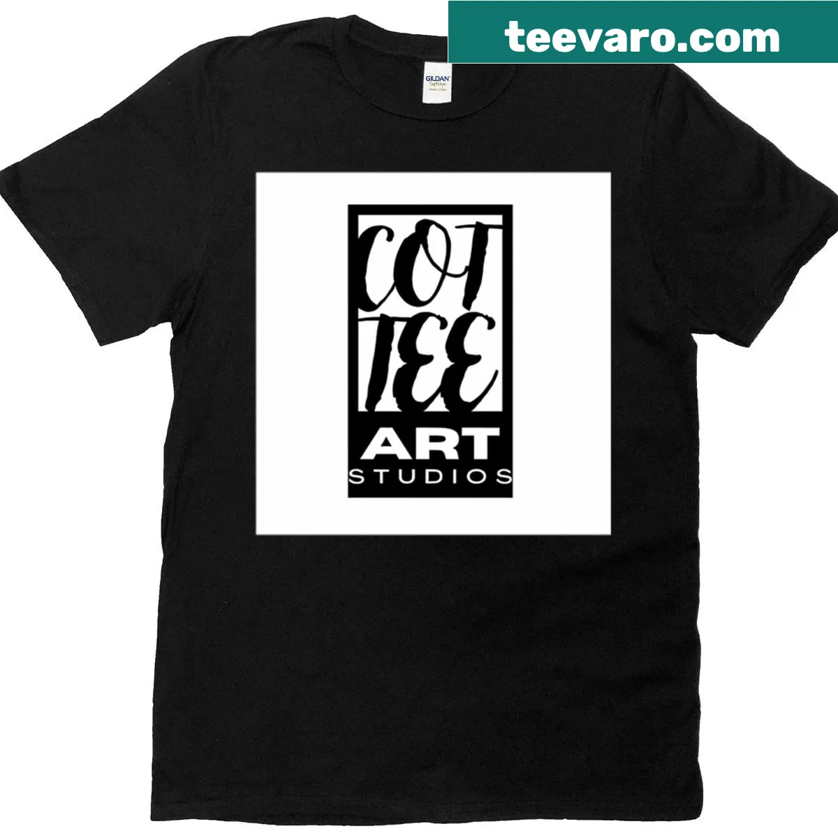 Minimalist oversized t-shirt with Cotteeart Studios logo — on a men's t-shirt
