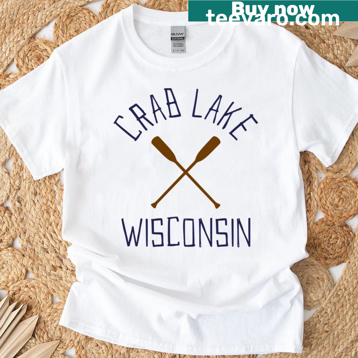 Vintage distressed t-shirt showcasing Crab Lake Wisconsin design — on a men's t-shirt
