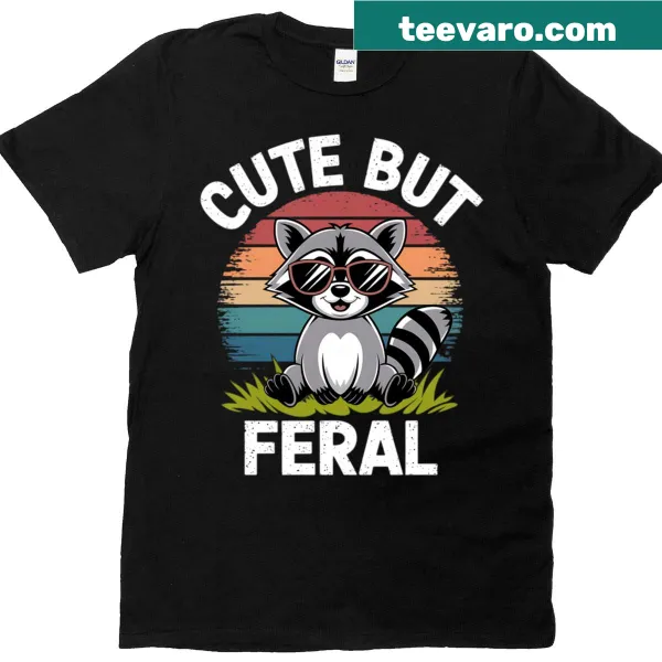Vintage style t-shirt featuring a cute yet feral raccoon graphic