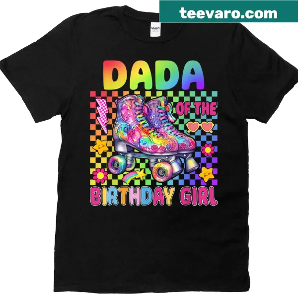 Retro T-shirt for fathers celebrating their daughter's birthday with skating graphics