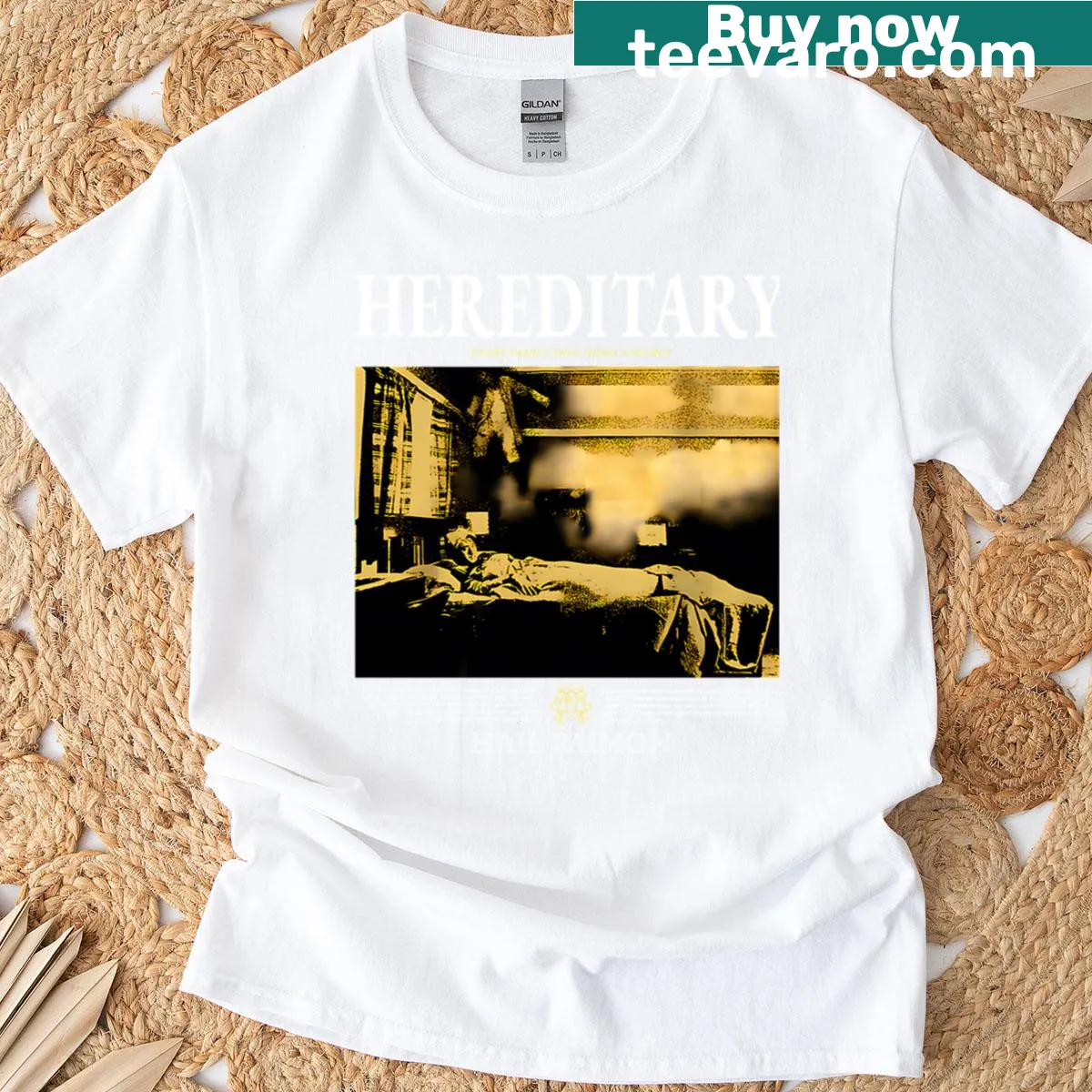 Vintage horror movie logo graphic on t-shirt for Halloween. — on a men's t-shirt