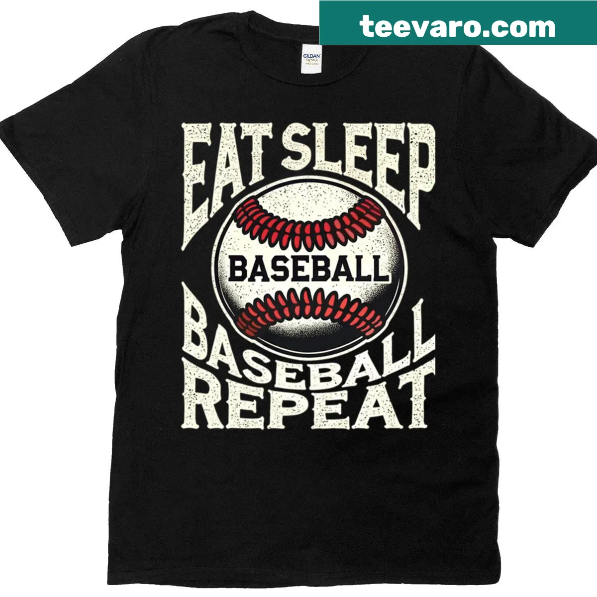 Vintage-style T-shirt featuring a distressed baseball graphic — on a men's t-shirt
