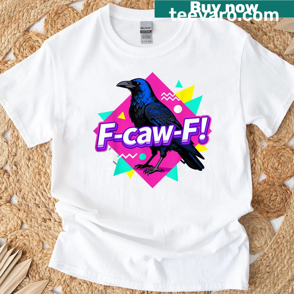 Vintage humor T-shirt featuring a retro crow design — on a men's t-shirt