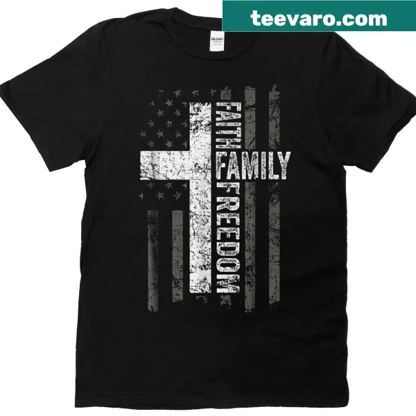 Patriotic T-shirt with vintage USA flag and meaningful text