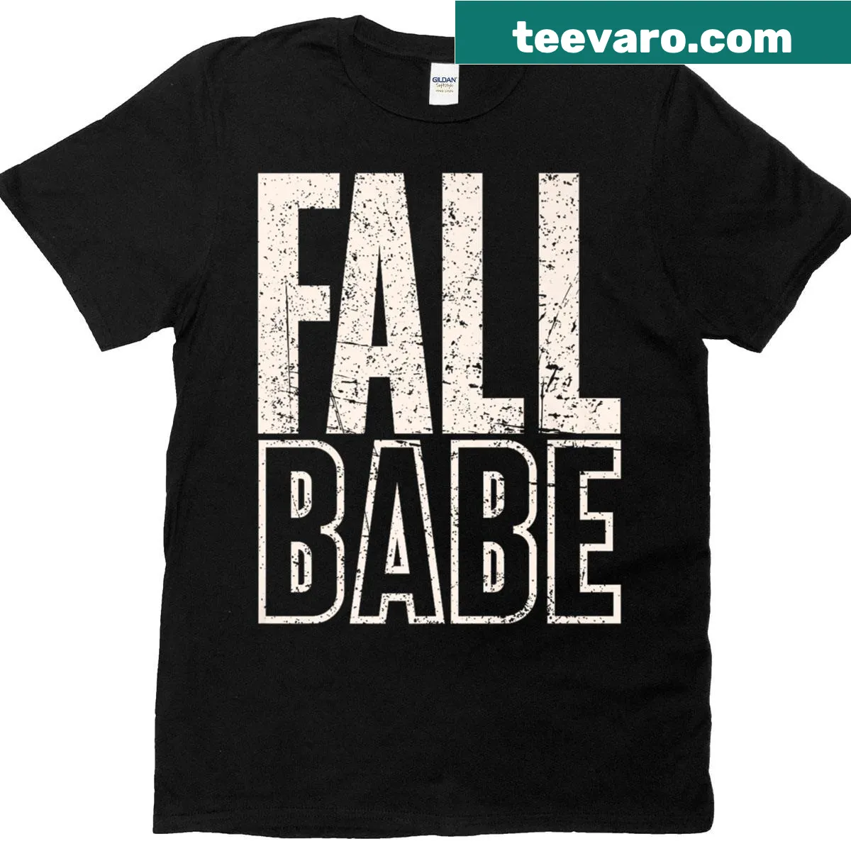 Retro-style Fall Babe graphic tee with autumn motifs — on a men's t-shirt