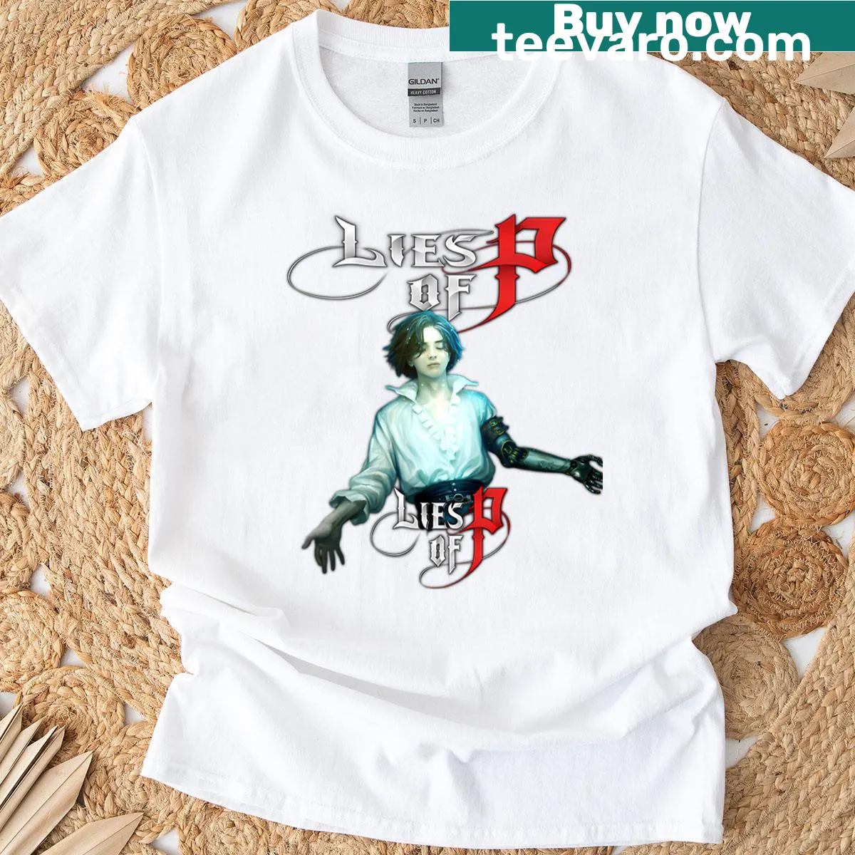 Fantasy-themed t-shirt showcasing graphics inspired by games and movies — on a men's t-shirt