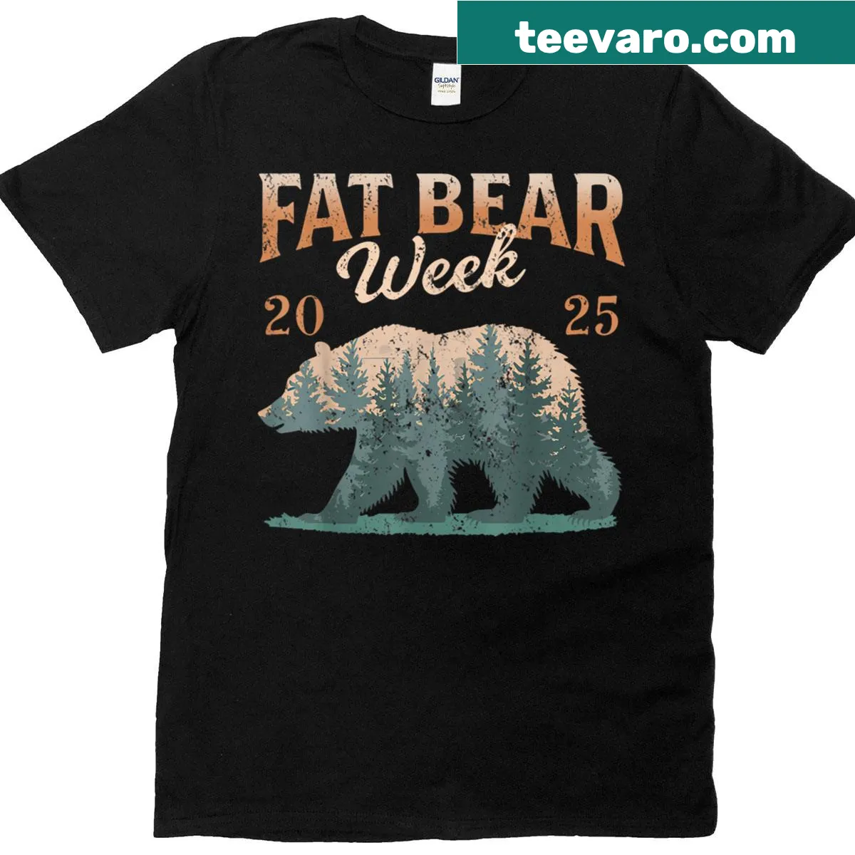 Vintage t-shirt celebrating Fat Bear Week with a grizzly bear graphic — on a men's t-shirt